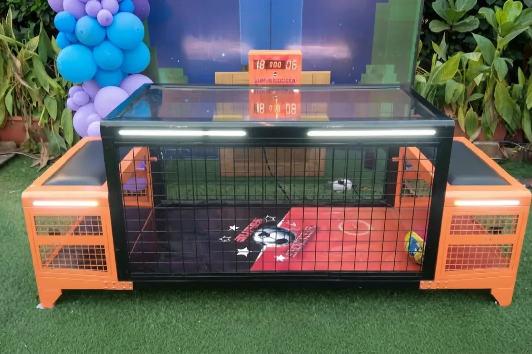 Sub-soccer arcade table set up on artificial turf